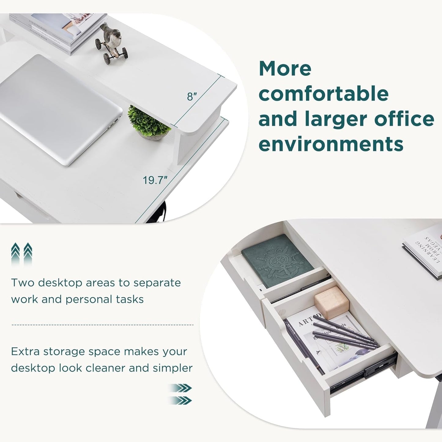 NEW 60 Inch L Shaped Electric Standing Desk Antique White