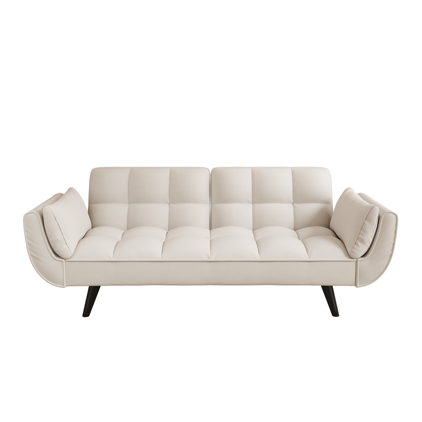 NEW 57" Beige Velvet Sofa with Two Armrests and Cushioned Seat for Small Spaces