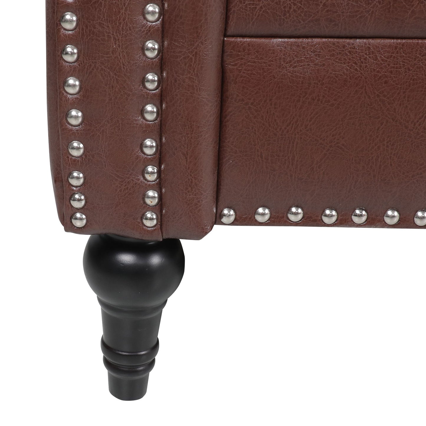 NEW Traditional Dark Brown 3 Seater Sofa with Removable Cushions and Square Arms in PU Material