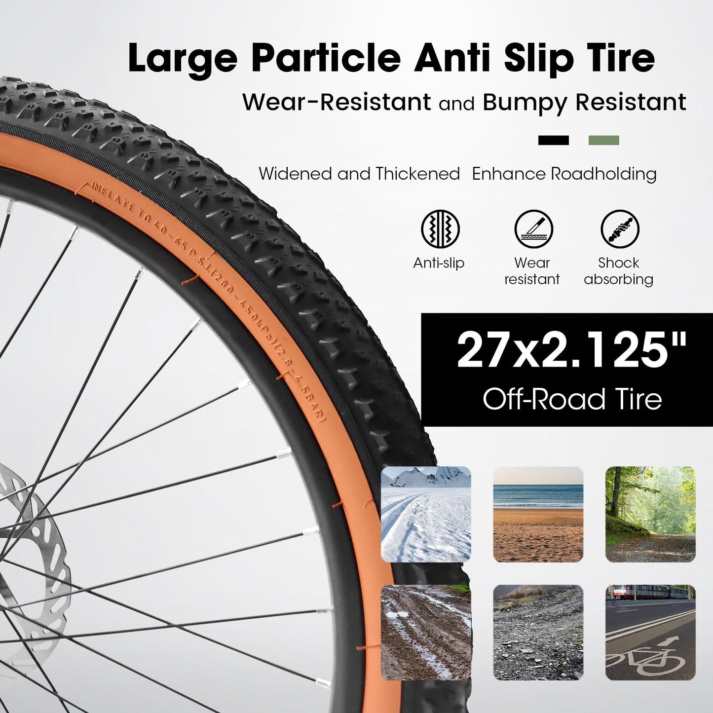 NEW A27301 27.5 Inch Mountain Bike for Adults, Durable High Carbon Steel Frame, Disc Brakes, Stylish Brown Edge Tires, Ideal for Commuting and Outdoor Exploration