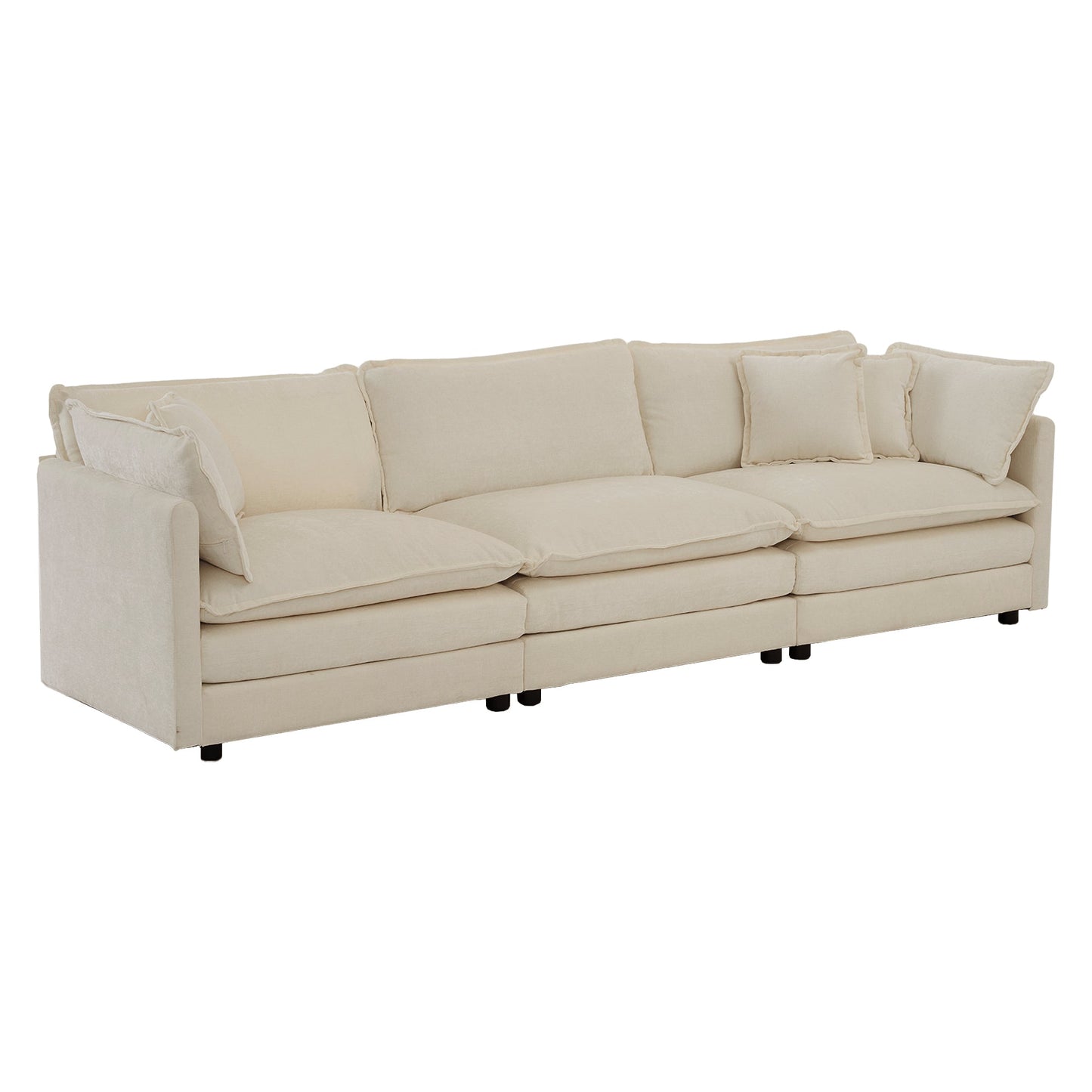 NEW U-Shaped Sectional Sofa w/Reversible Footrest, 5-Seater Convertible Corner Couch with 2 Ottomans ,Modern Minimalist Soft Sofa & Couch for Living Room , Beige Chenille