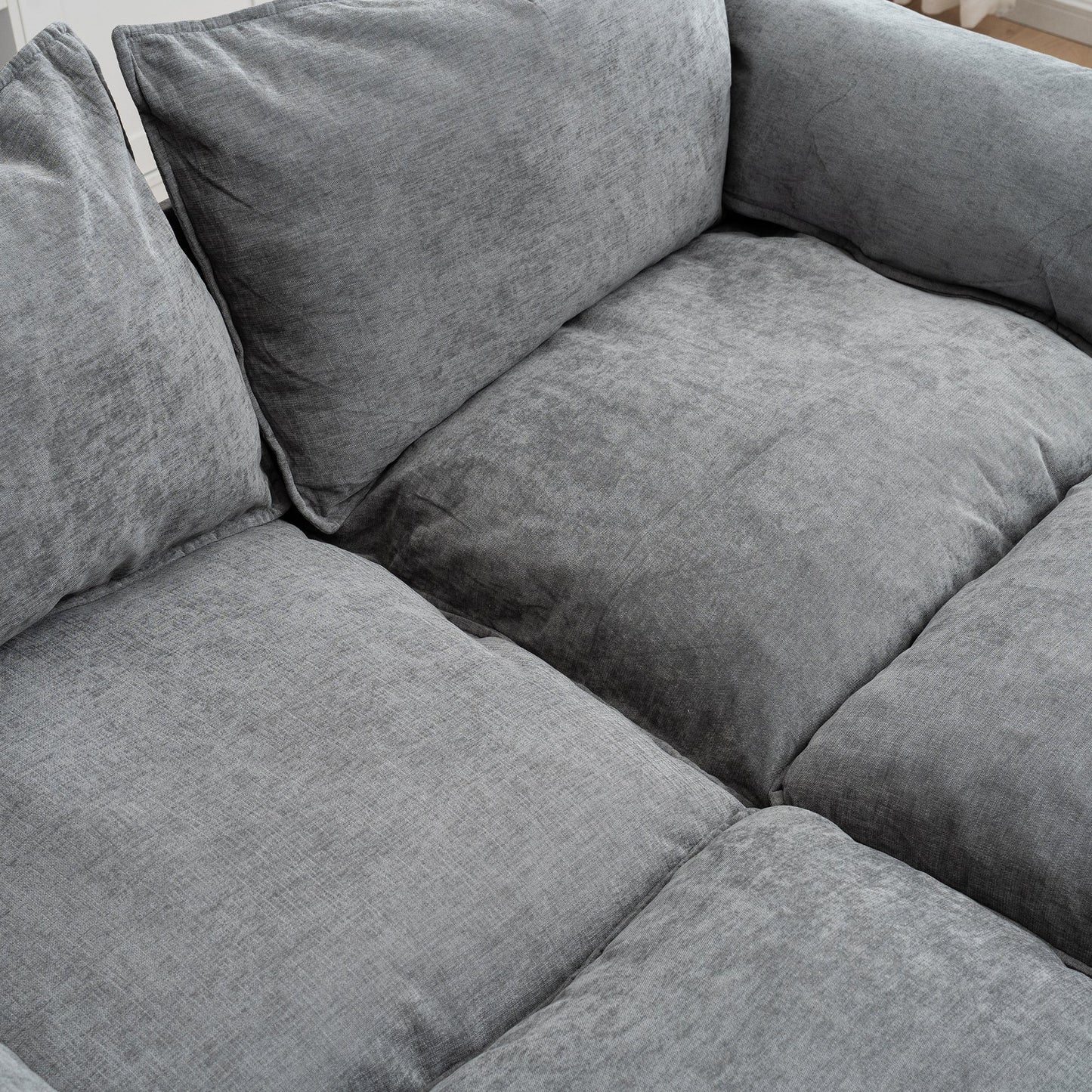 NEW Convertible Combination Gray U-Shaped Sofa with Footstools Storage