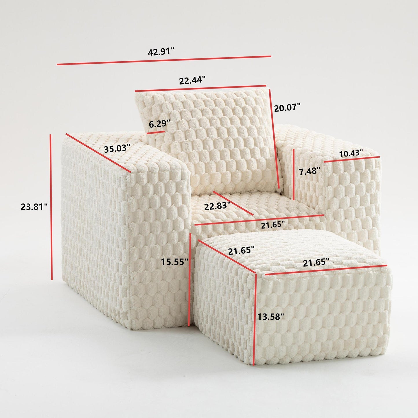 NEW Lingge Corduroy Compression Sofa with Ottoman