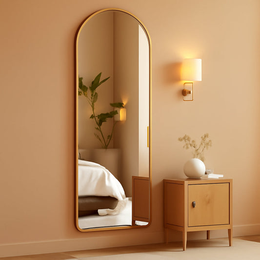 NEW Gold Full Length Door Mirror 16x50 Inches Arched Over the Door