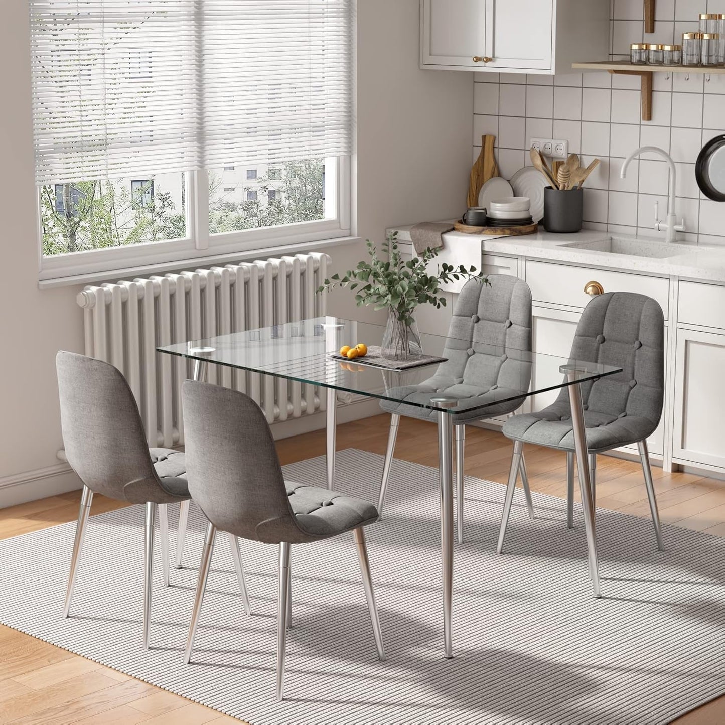 NEW Glass Dining Table For 4 51 Inch Clear Top For Home