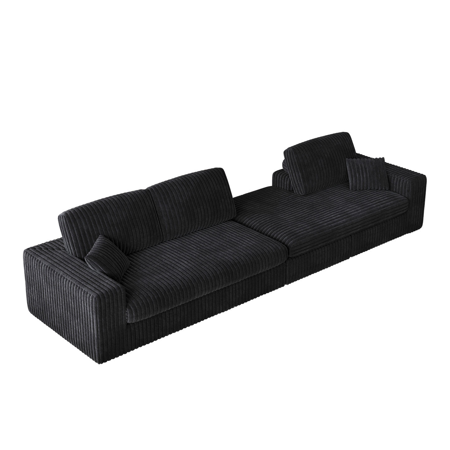 NEW 114.5' Modern Corduroy Modular Foam Sofa Recliner Seat Reversible 2-in-1 Sofa Recliner L-Shaped Combination with Three Cushion Neck Pillow Combination and Two Throw Pillows