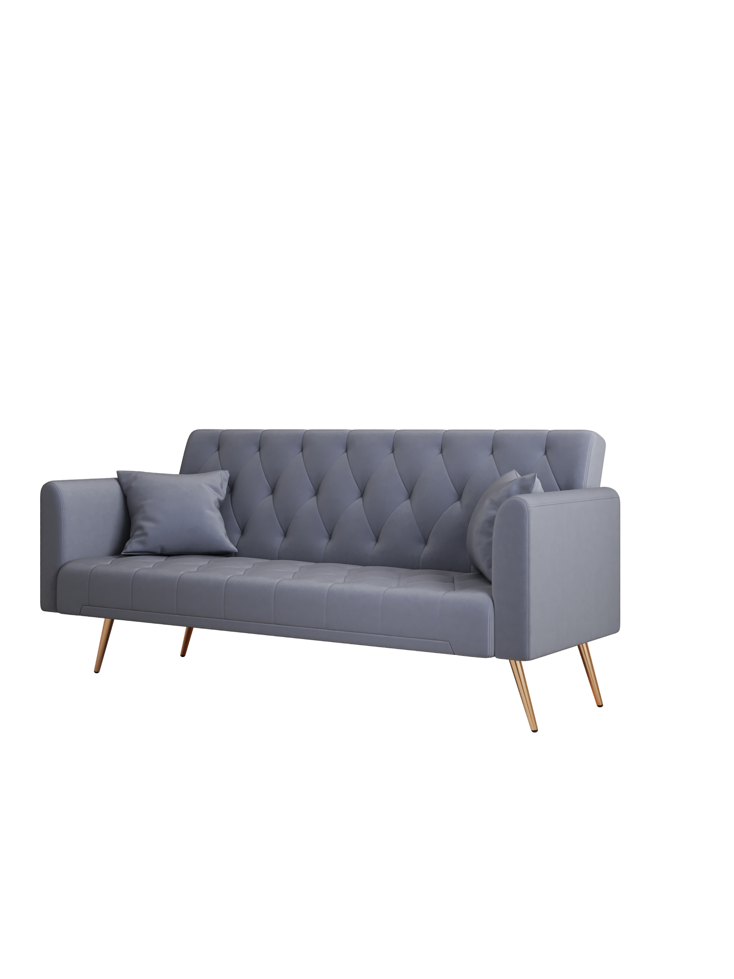 NEW 71-inch convertible love seat sofa, American vintage grey velvet material, suitable for small living room, bedroom, office
