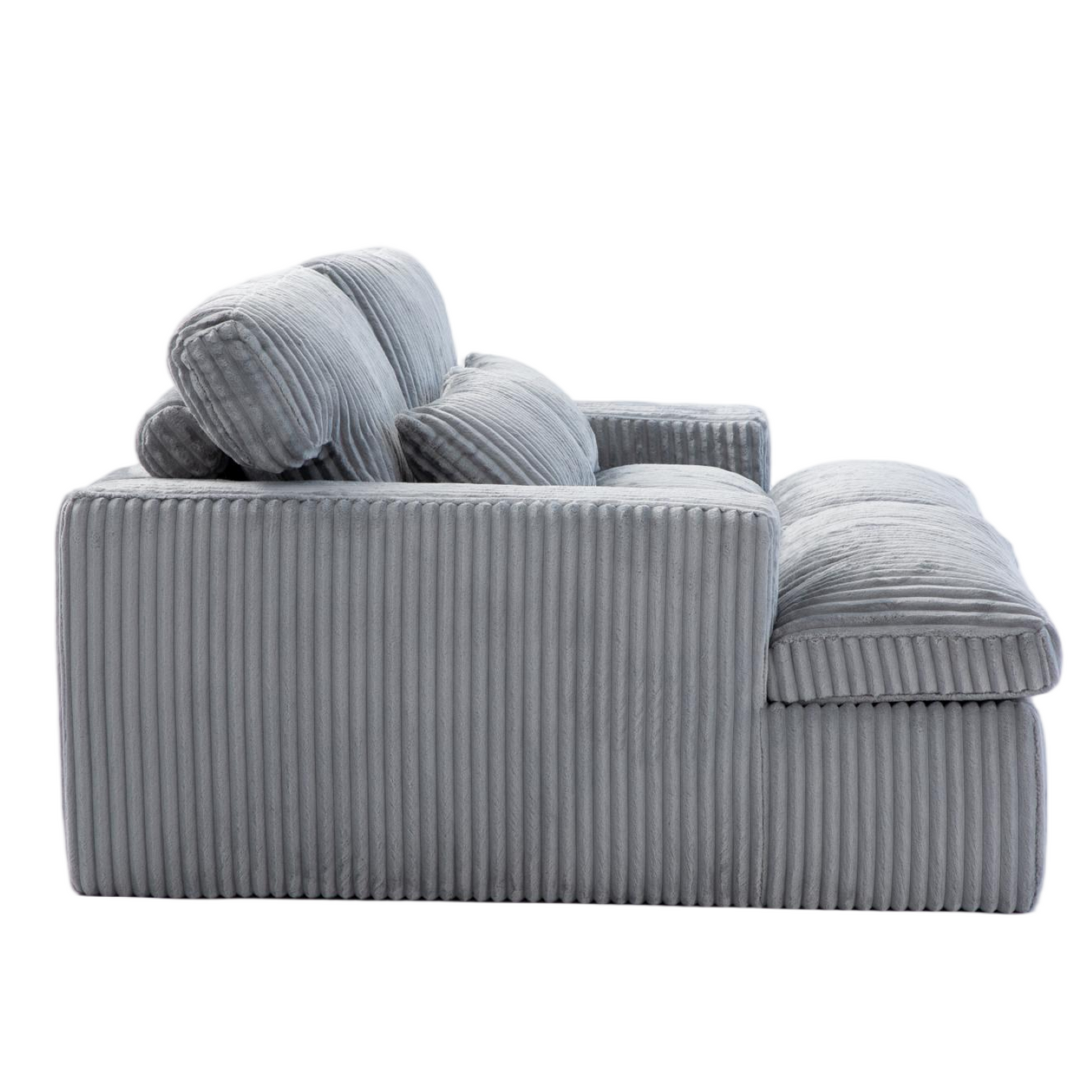 NEW Indoor Grey Corduroy Oversized Upholstered Double Chaise Lounge Chair Oversized Upholstered Sleeper Cloud Couch Deep Seat Luxury Sectional Sofa Bed Chaise Lounge