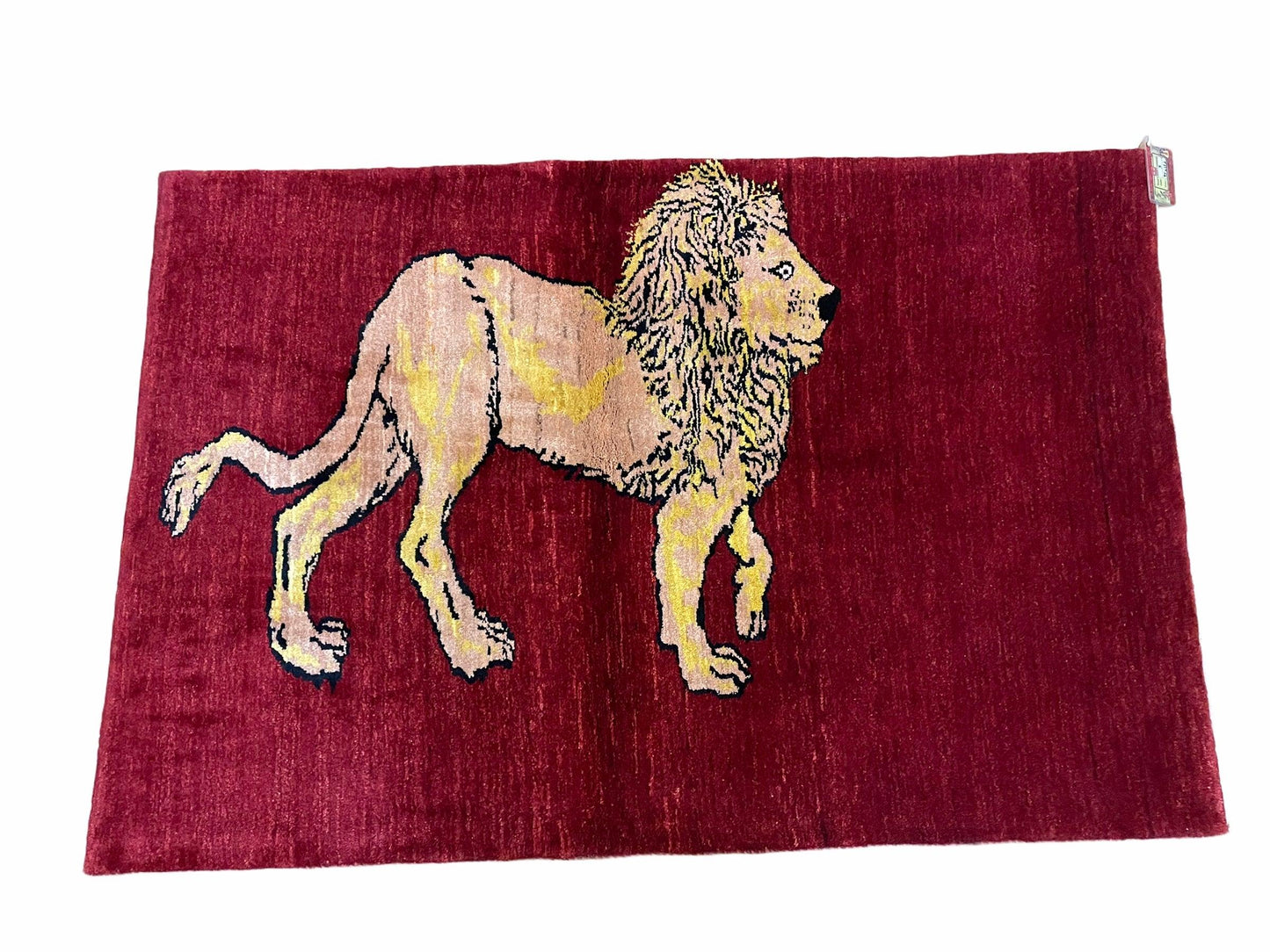 USED 3 X 5 Handmade New Vintage Rug Quality Wool Lion Red Veggy Dyes Hand-Knotted