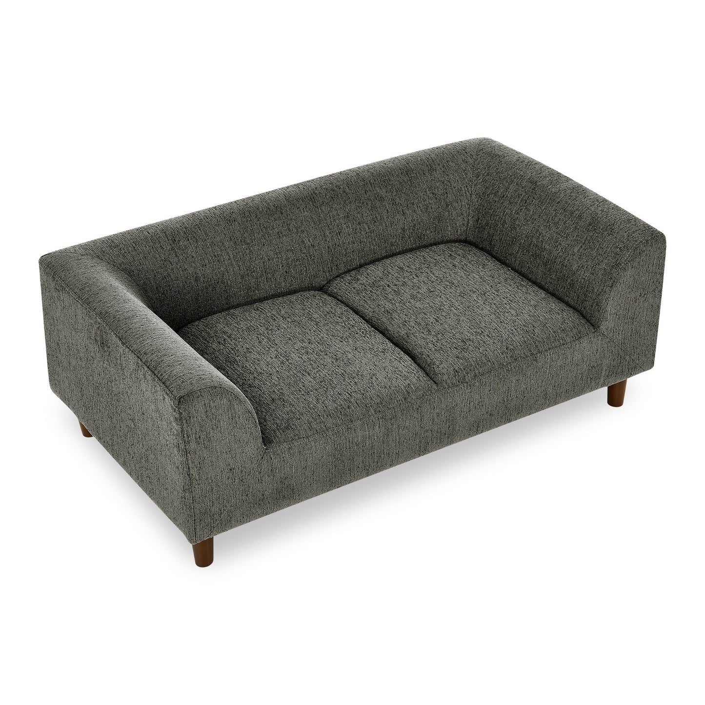 NEW Modern Rectangular Pet Sofa with Backrest and Armrests, Soft Cushion, Dark Grey Linen, Rubber Wood Frame