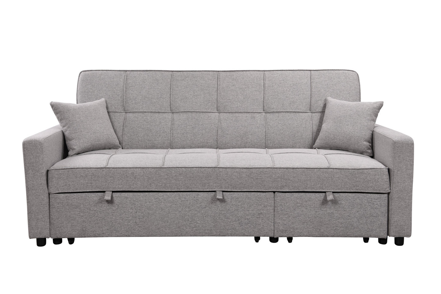 NEW 83' Light Gray 3 Seater Convertible Sofabed Oversized Upholstered Sofa Bed with Pull Out Couch Bed & Adjustable Backrest