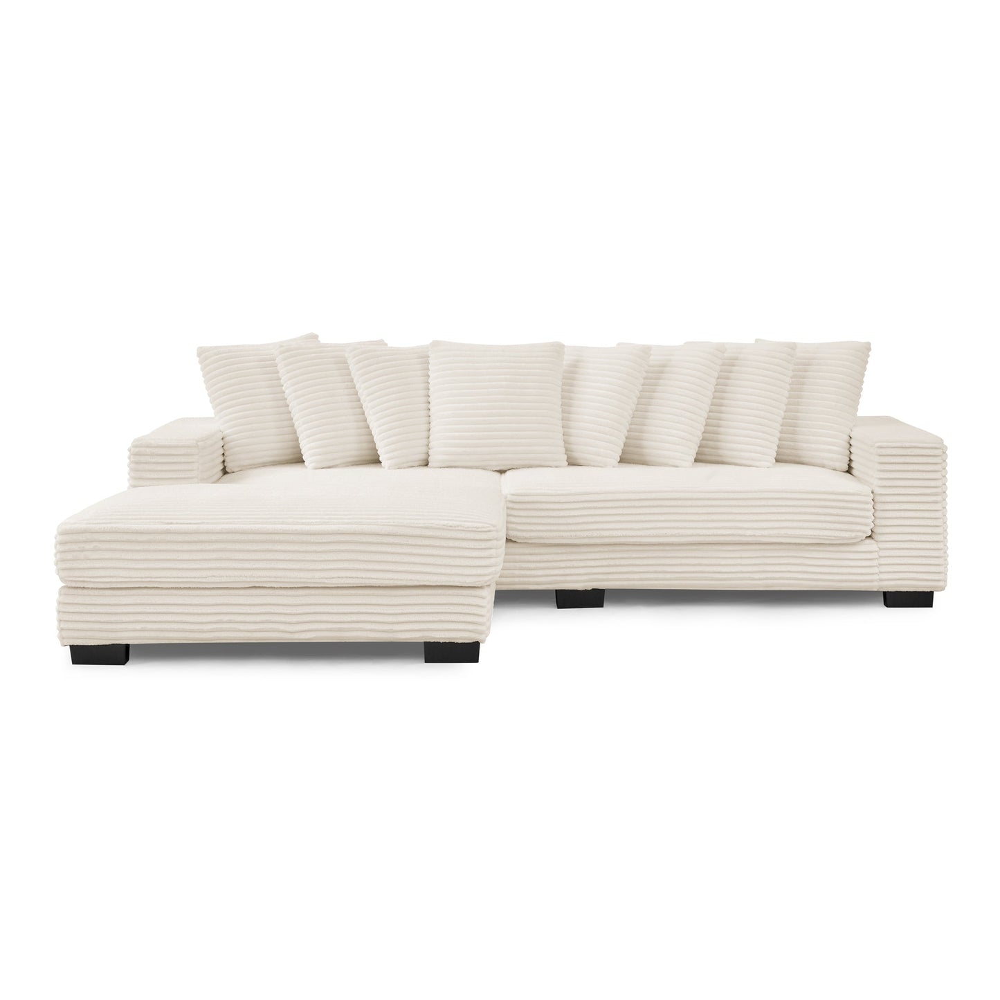 NEW Corduroy Tufted Upholstered Sleeper Sectional Sofa, L-Shaped Modular Convertible Sofa , Can freely change the position of the footrests-Beige(Assembly is required)