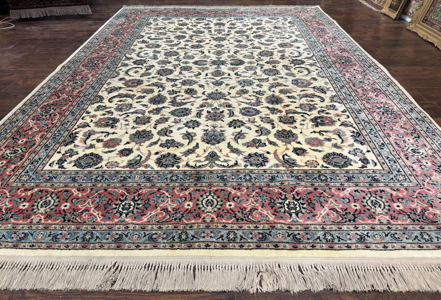 USED Karastan Rug 8.8 x 12, Ivory Rose Kashan #768, Wool Pile Karastan Carpet, Original 700 Series, Rare, Discontinued, Vintage
