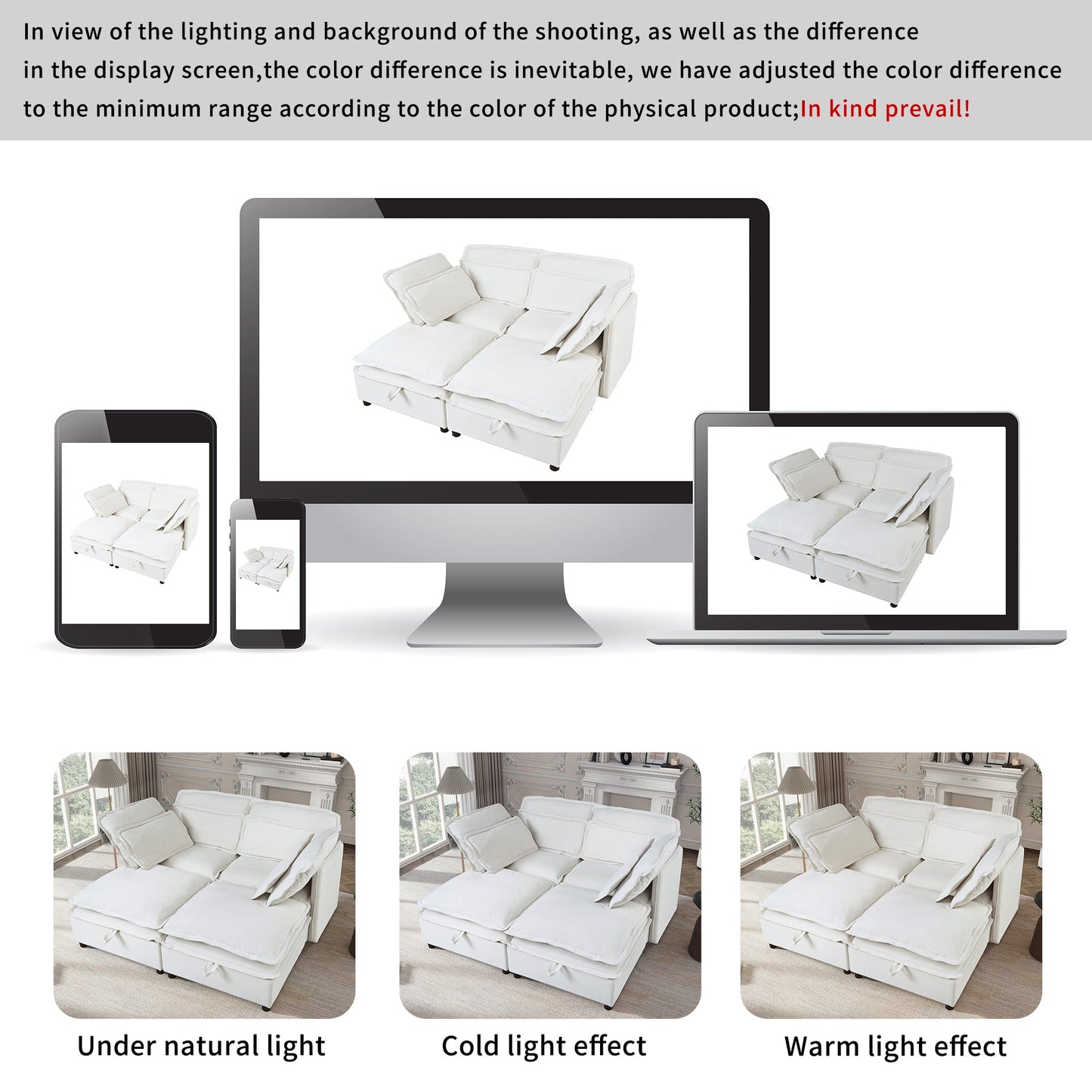 NEW U Style Double-Layer Cushion Four Seater  Modular Sofa with Storage Function