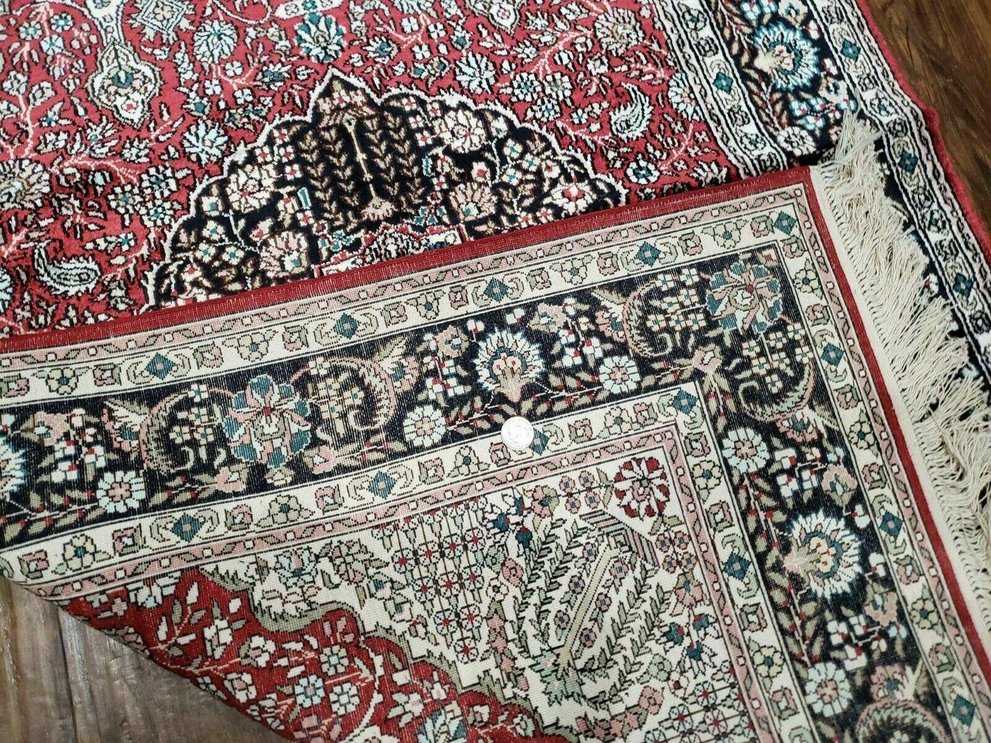 USED 3' X 5' Vintage Fine Handmade India Oriental Kashmir Silk Rug 400 KPSI Wow