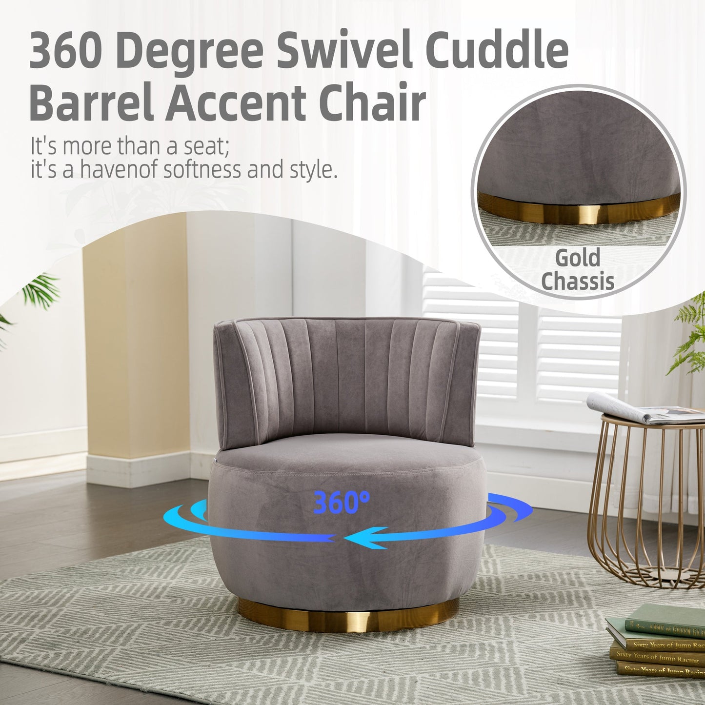 NEW 360 Degree Swivel Cuddle Barrel Accent Sofa Chairs