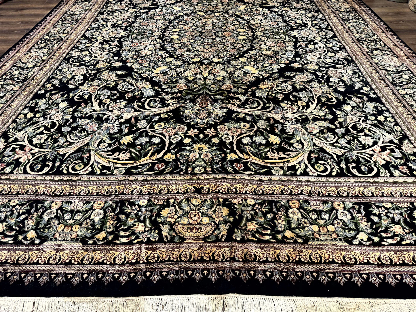 USED Pak Persian Rug 10x14, Elegant Floral Carpet, Fine 225 KPSI