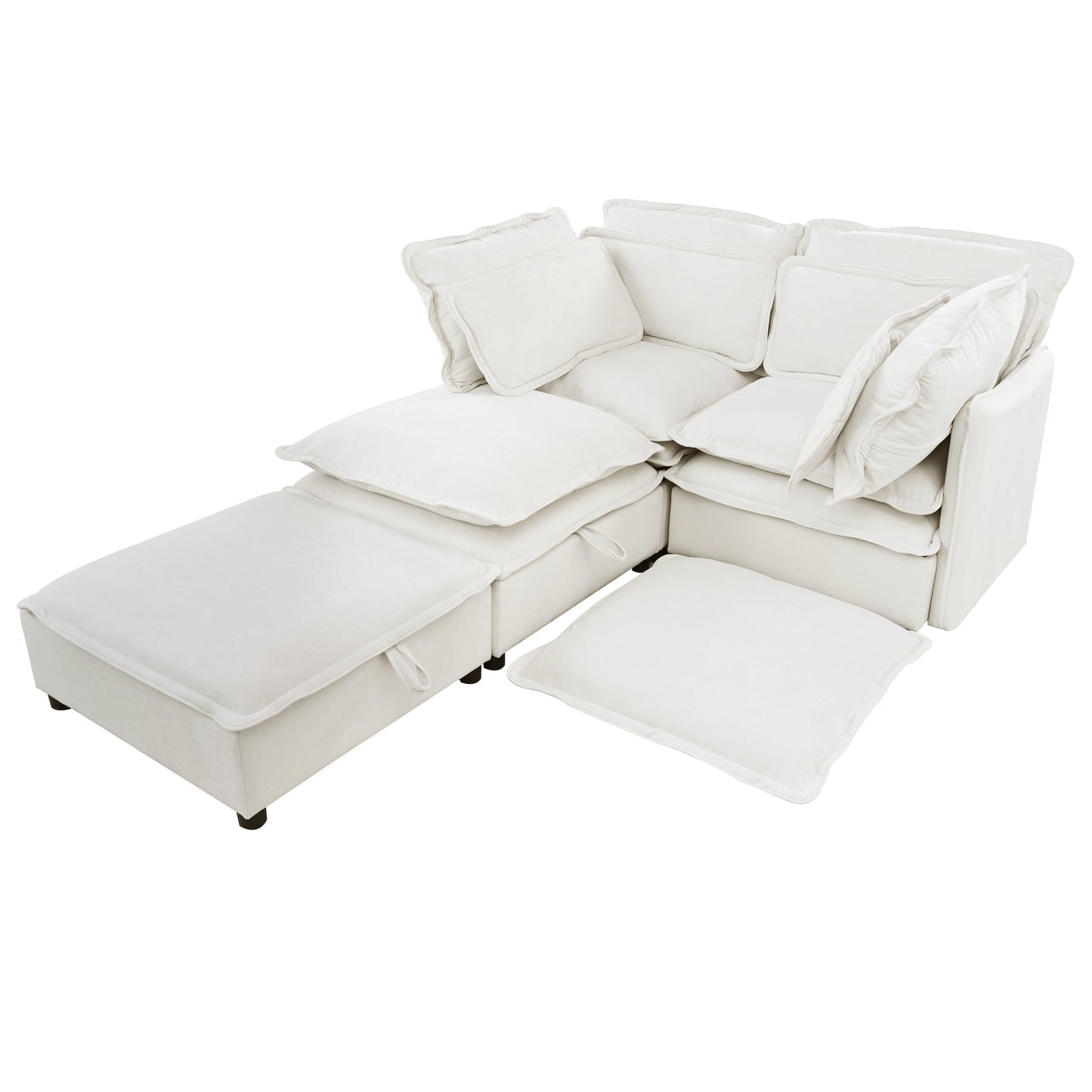 NEW U Style Double-Layer Cushion Four Seater  Modular Sofa with Storage Function