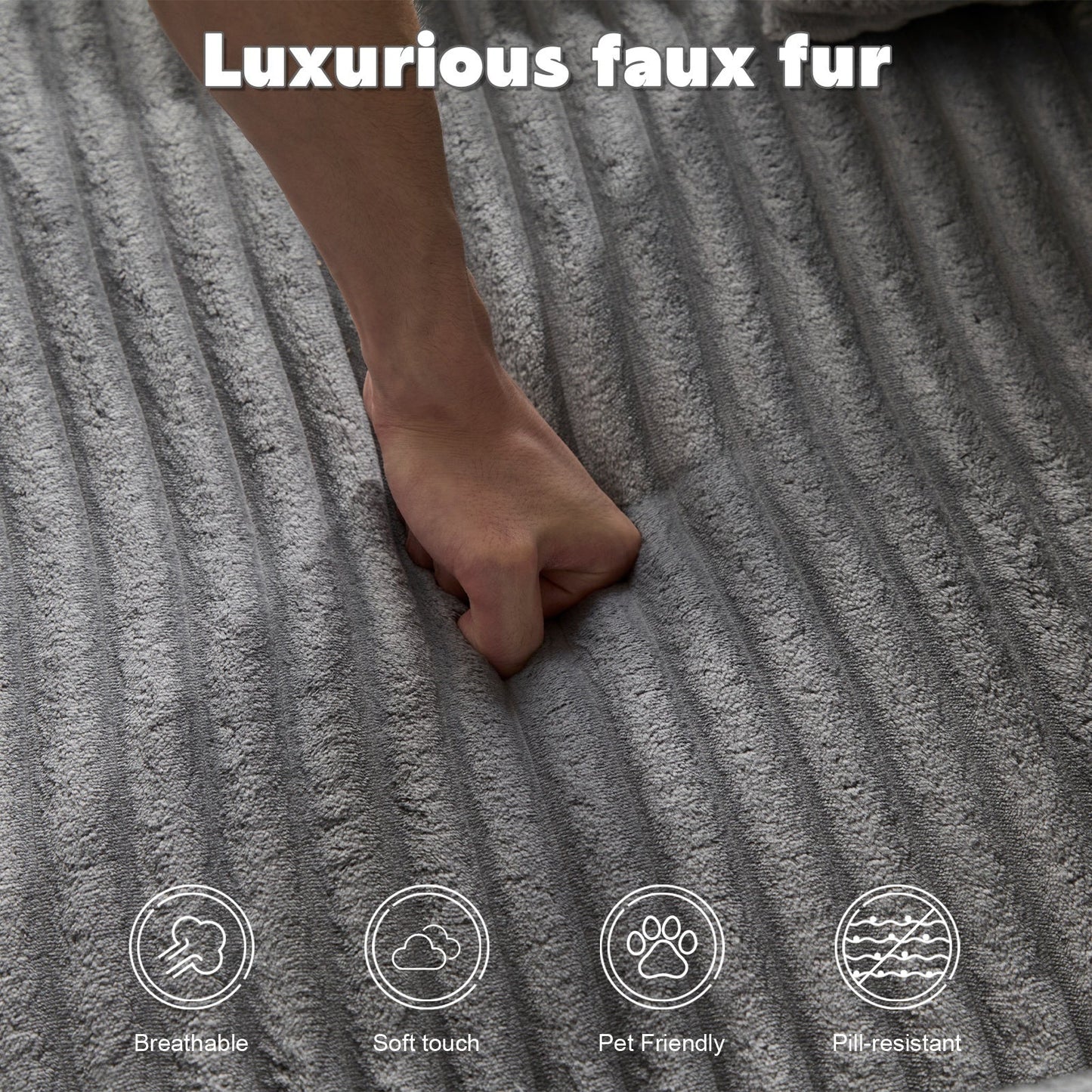 NEW Grey Oversized Chaise Lounge Chair Cozy Cloud Couch Modern Plush Corduroy Upholstered Sleeper Sofa Daybed with 3 Throw Pillows and Wide Armrest