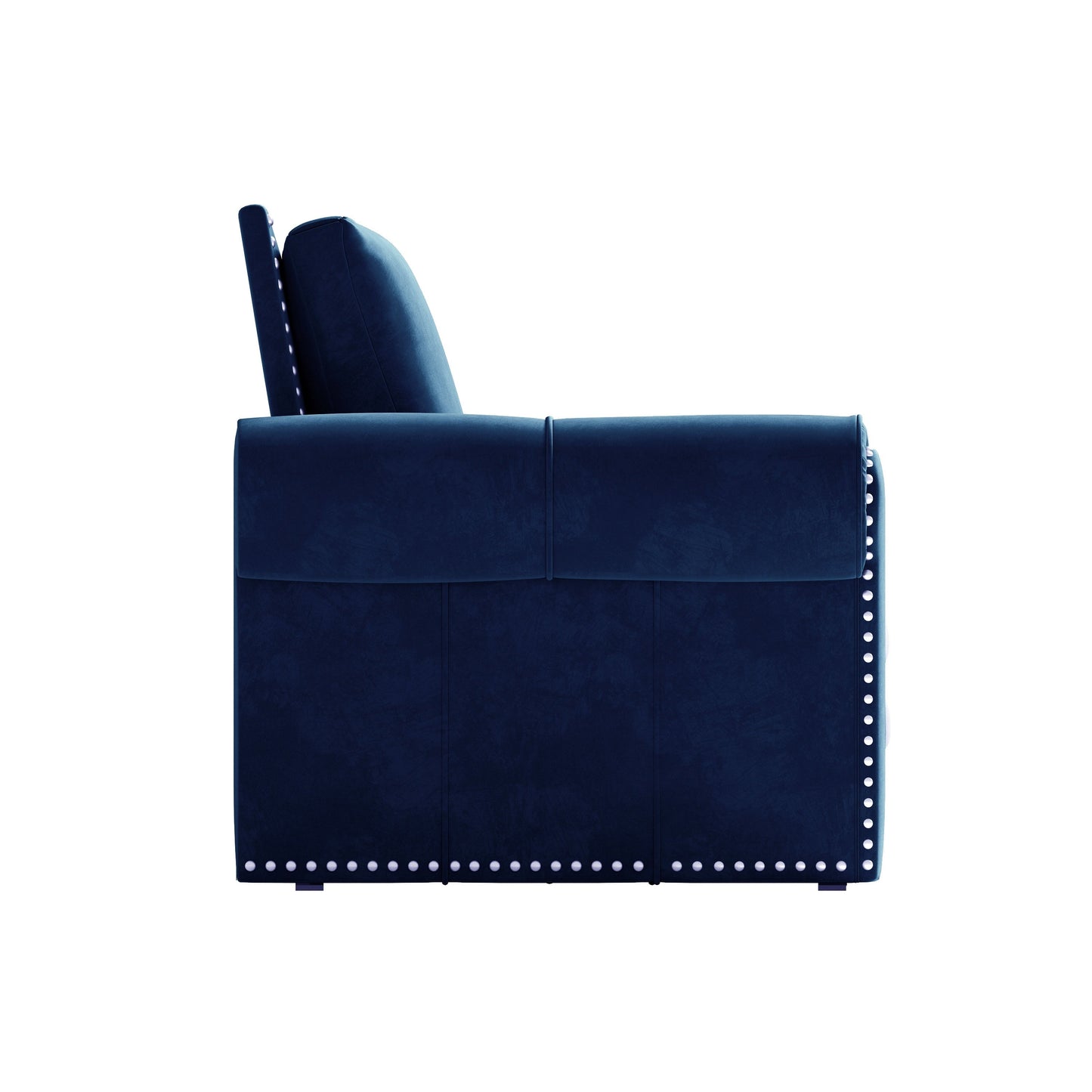NEW 93.7 ' King Pull Out Sofa Bed, Chesterfield Sofa, 3-in-1 Velvet Convertible Sleeper Sofa with Nailhead Trim & Rolled Arm, Multi-Functional Sofa Bed for Living Room, Bedroom, Apartment, Office, Blue
