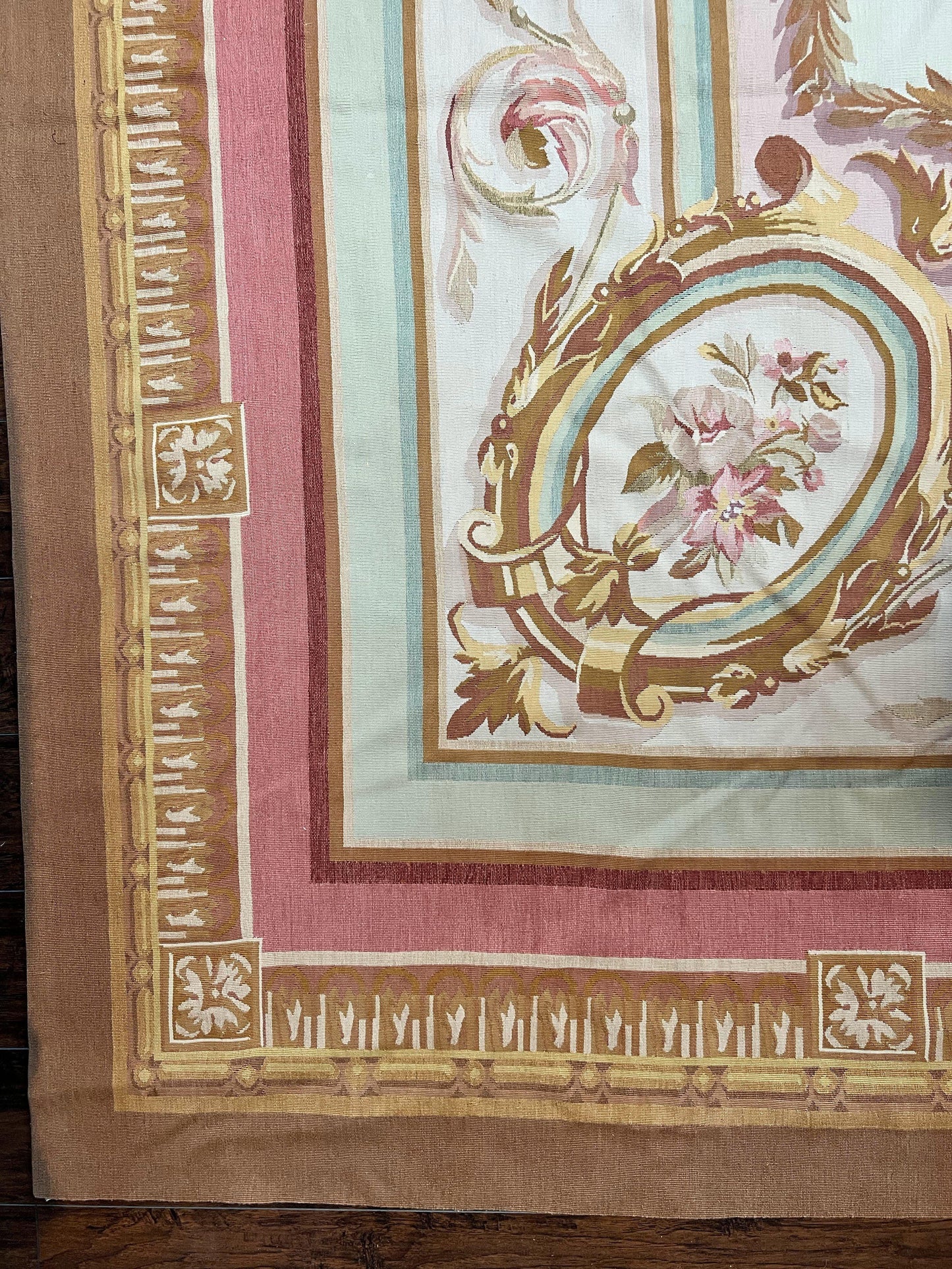 USED Large Aubusson Rug 11x15, Oversized Gallery Palace Size Flatweave Savonnerie Carpet 11 x 15 ft, Wool Handmade Vintage Elegant European