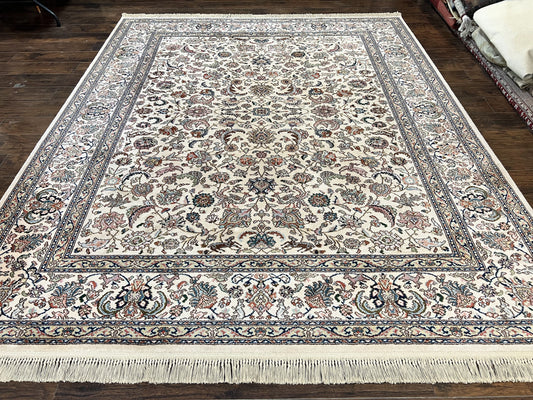 USED Karastan Rug #738 Tabriz Design 8.8 x 10.6, Room Sized Wool Pile Karastan Carpet, Vintage Discontinued Karastan Area Rug, Ivory, Floral Rug