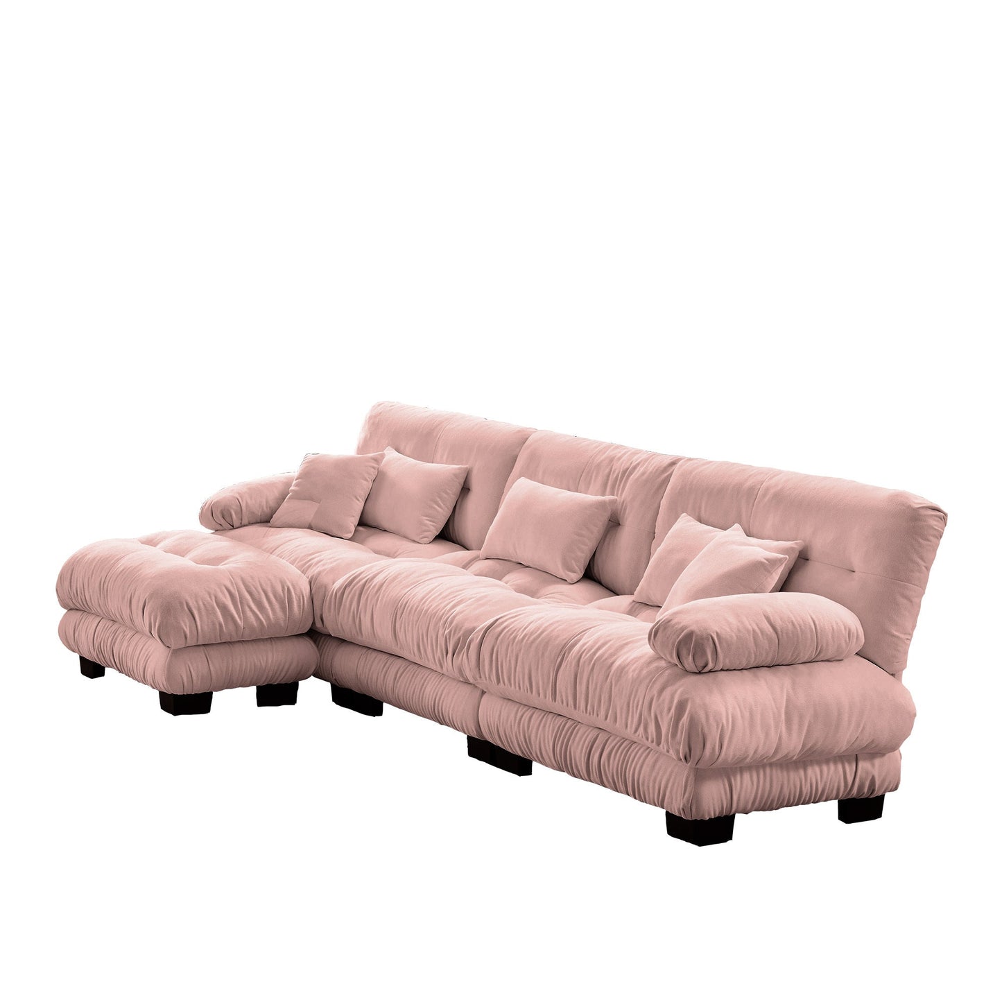 NEW Chenille Pink Luxury Modular Sectional Sofa Oversized L Shaped Cloud Deep Seat Couch with Convertible Ottoman