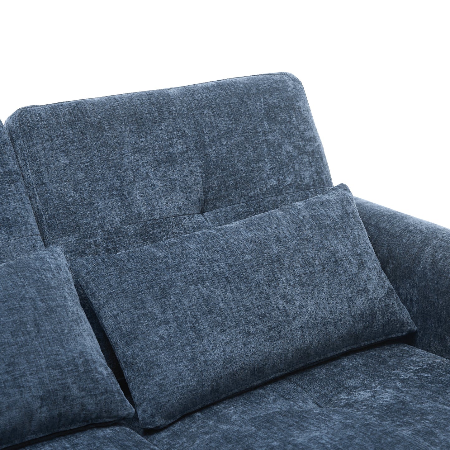 NEW 2-in-1 Sofa 82' Three-seater Sofa with Sofa Bed and Reversible Recliner, Blue Chenille