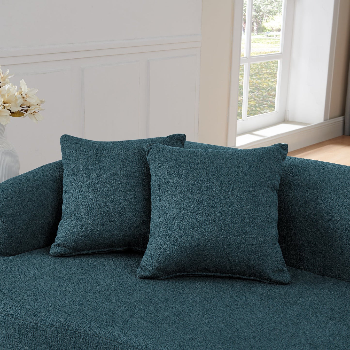 NEW Modern Minimalist Style Blue Lamb's Wool Fabric Modern Minimalist  Curved Modular Sectional Sofa