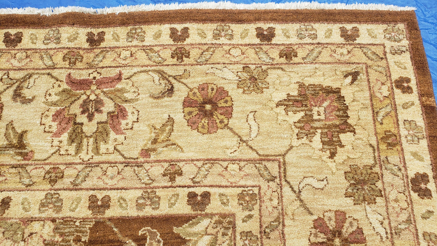 USED Indo Persian Rug 10x14, Mahal Sultanabad Oriental Carpet, Burnt Orange & Beige, Handmade Wool Area Rug