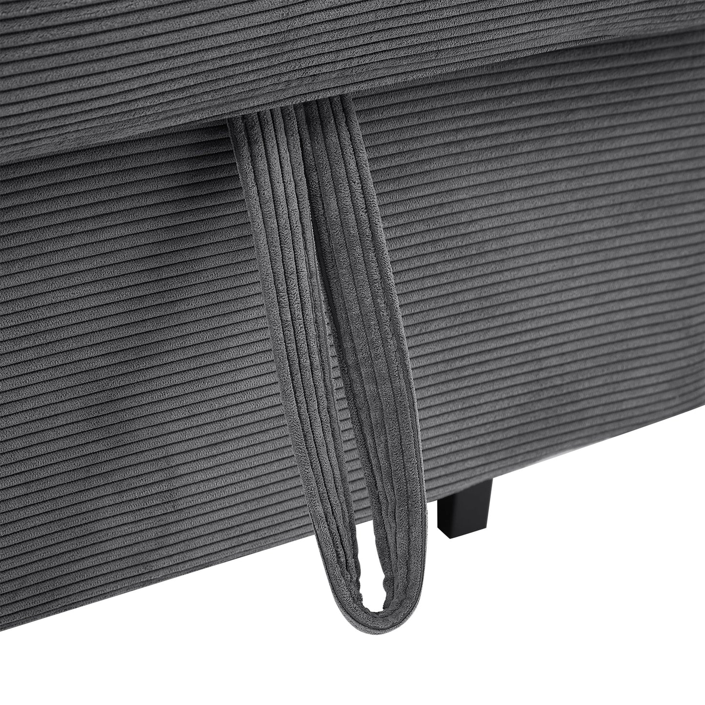 NEW 54.5’ Dark Grey Corduroy Modern Convertible Pull-out Sofa Bed