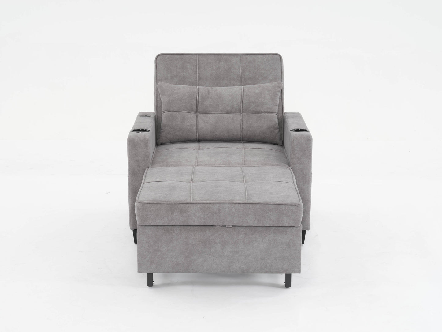 NEW Futon Chair Bed Convertible Chair 3-in-1 Pull Out Sleeper Chair Beds with USB Ports,Wear-resistant and Anti-scratch,  Armchair Bed Sleeper for Living Room (Light Grey Scratch Cloth)