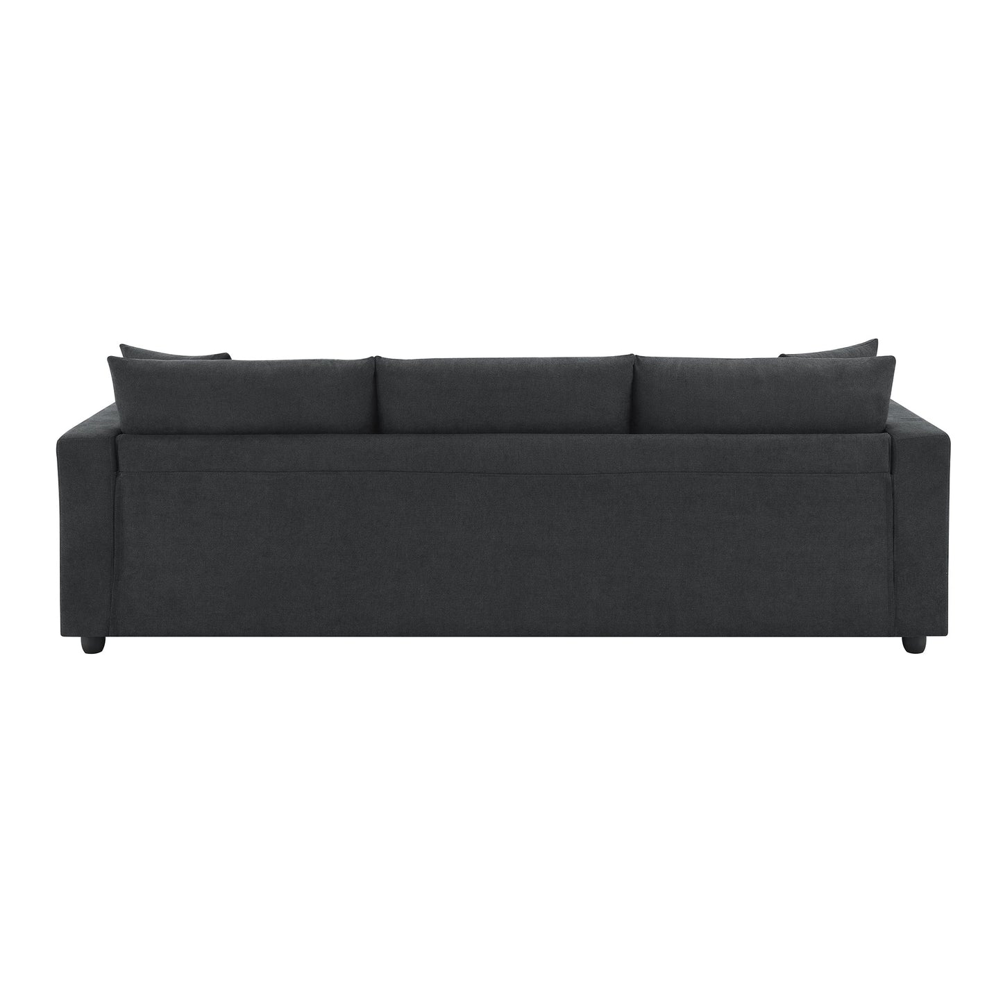 NEW L-shaped 4-Seat Polyester Black Fabric Modern Sectional Sofa
