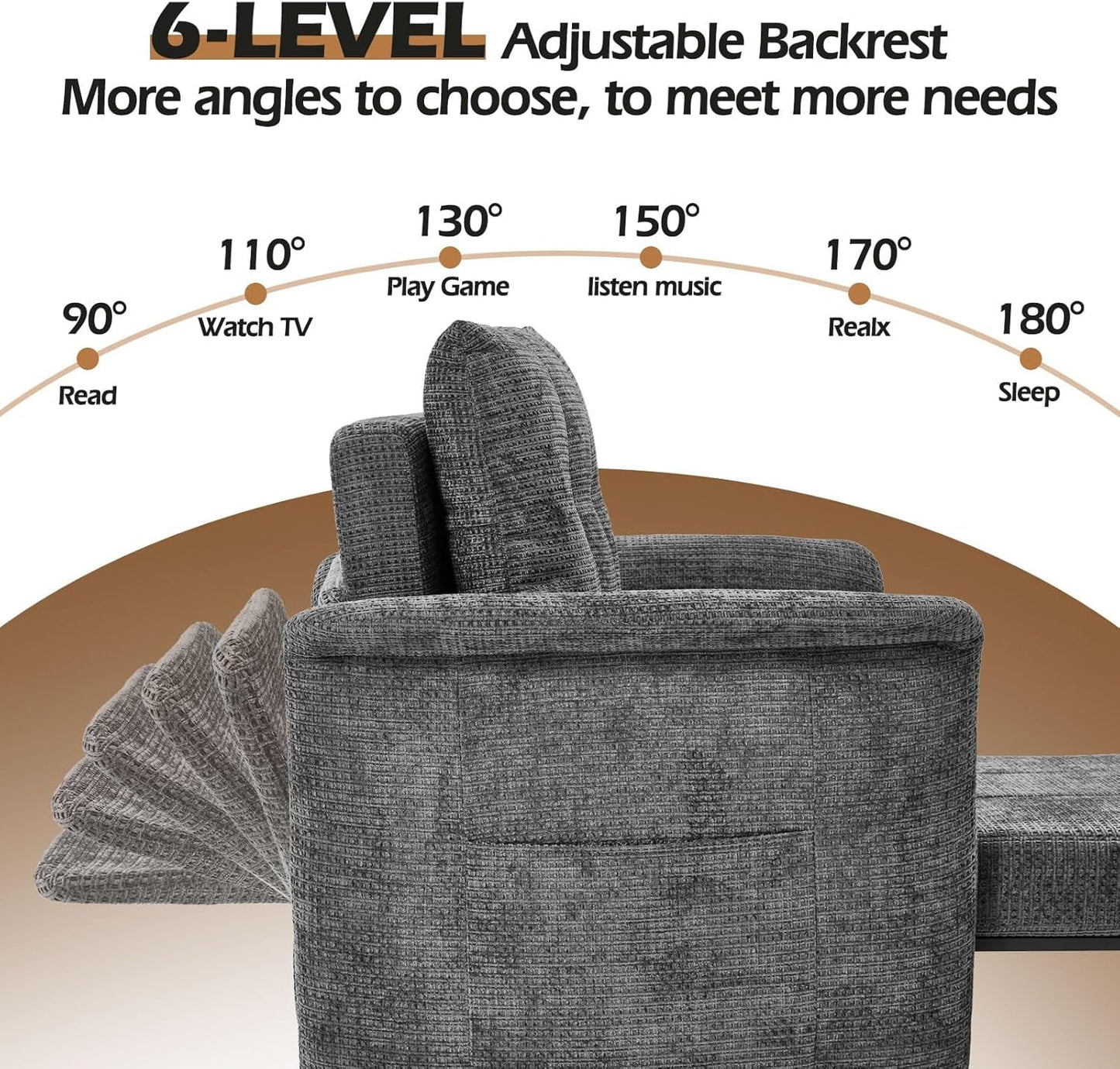 NEW Convertible Sleeper Chair 79-Inch With Adjustable Backrest