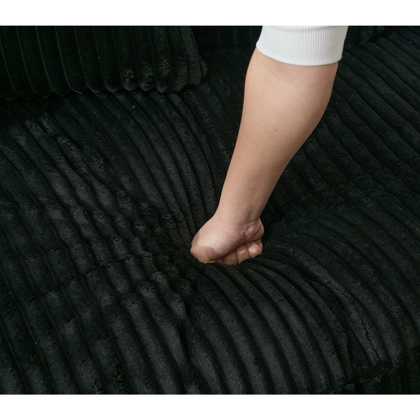 NEW 127''  Large Sectional Sofa ,Elegant Curved Design ,High-Resilience Foam ,Ten Back Cushions,L-Shape Left Sofa,No Assembly  Required , (Black-Soft Corduroy Fabric)