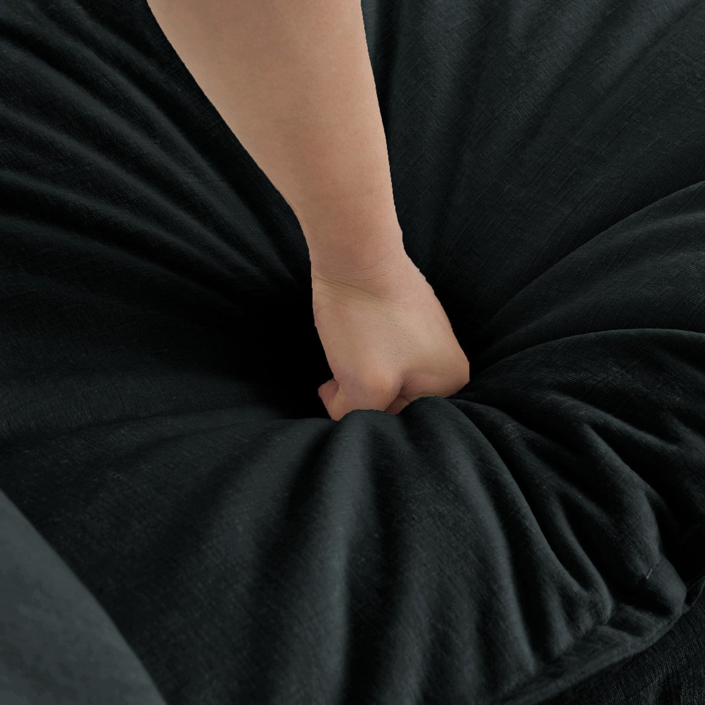 NEW Set of 2 Modern Black Chenille 2+3 Seater Deep Seat Sofa Couch Set