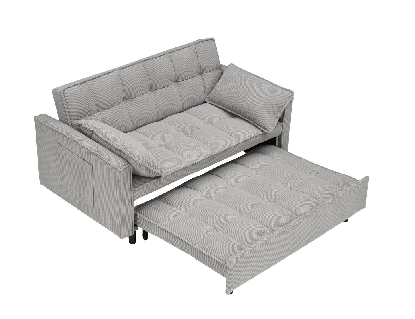 54.30-inch double  Two-seat casual sofa with pull out bed, living room furniture, light grey