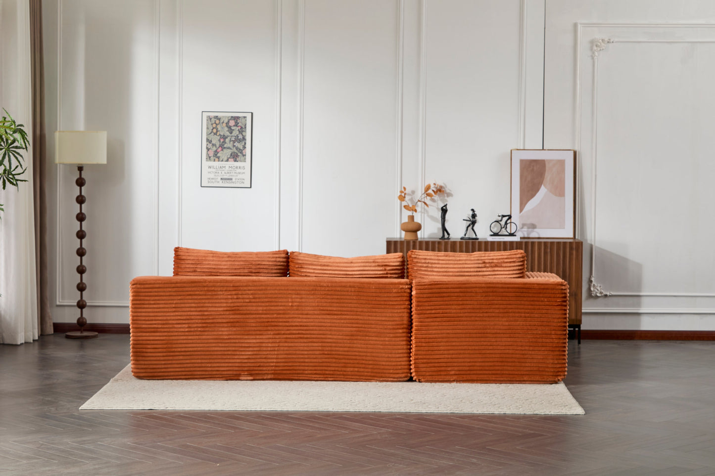 NEW Compression Sectional Couch with Comfy Chaise, Boneless L Shape Sofa with Deep Seat, Minimalist Modular Couches Sleeper for Living Room Bedroom Apartment Lounge,corduroy,Brown