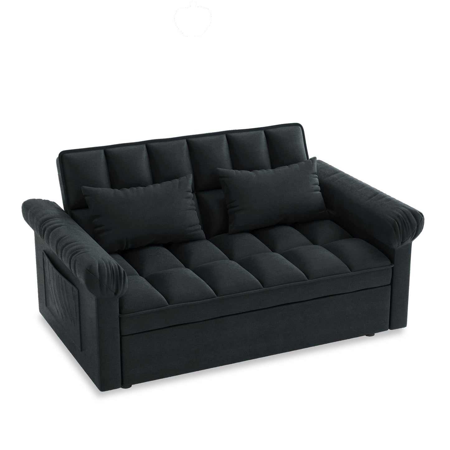 NEW Black Adjustable Back Loveseat Sofa Bed with Pull-out Bed