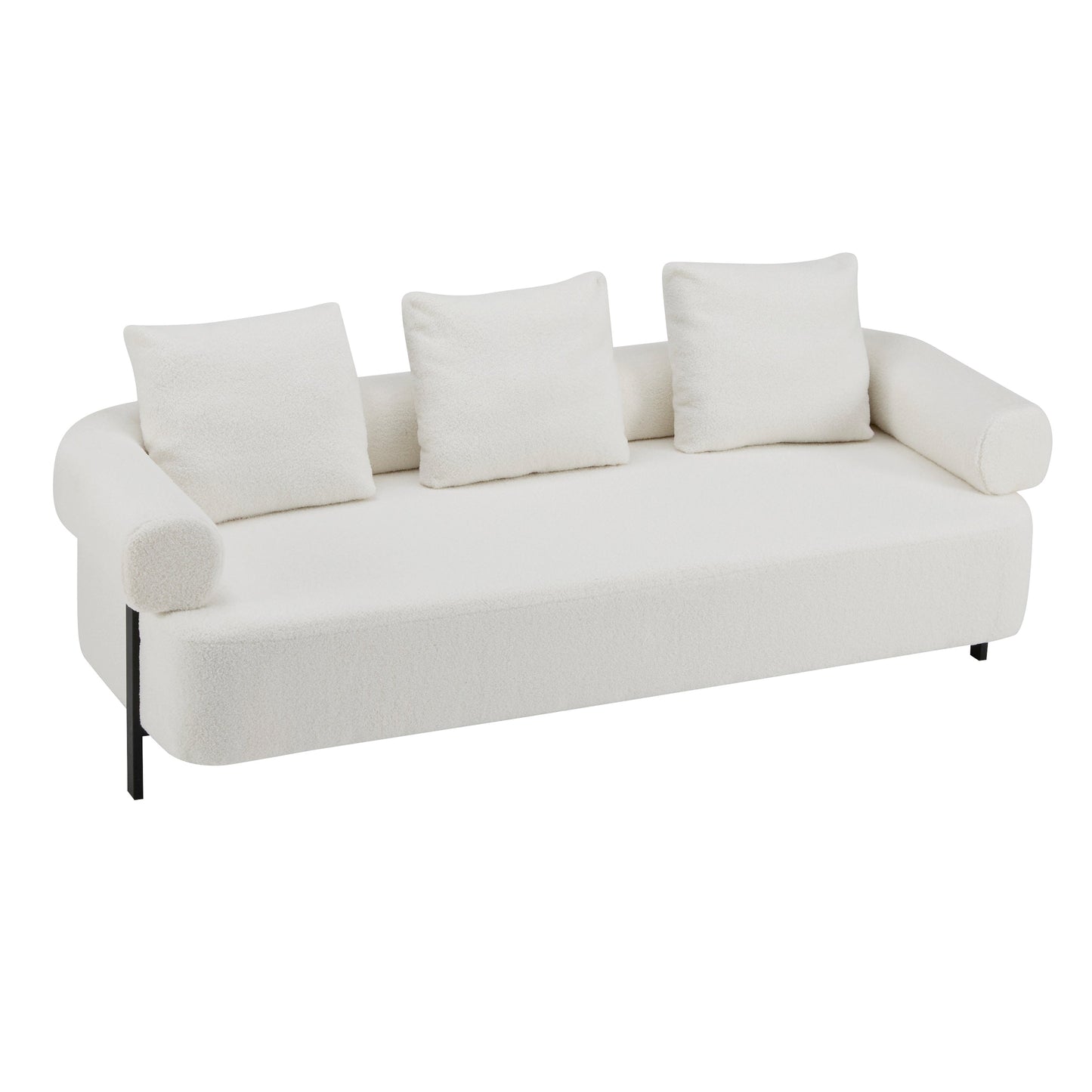 NEW 78' Modern 3-Seater Beige Upholstered Sofa, Oversized Comfy Couch with 3 Plush Pillows for Living Room, Bedroom, Apartment