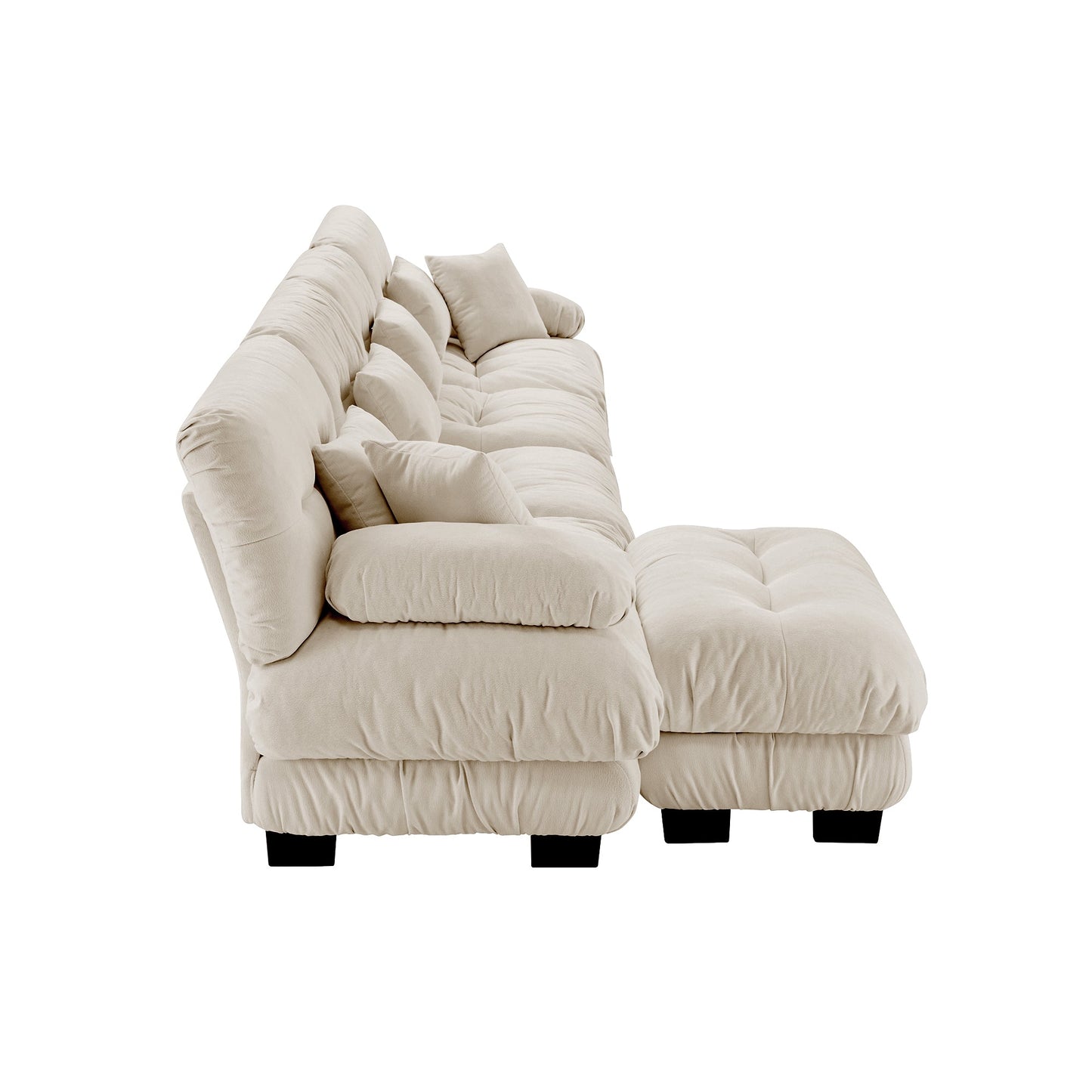 NEW Free Combination Chenille Light Coffee Modular Sectional L Shaped 4-Seater Comfy Cloud Sofa Couch with Convertible Ottoman