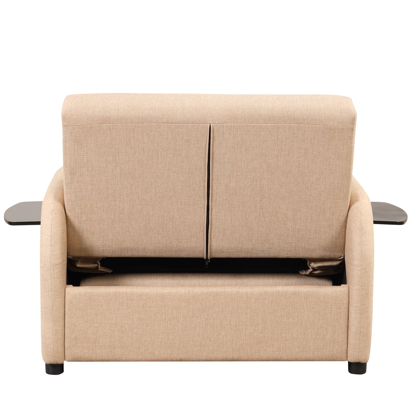 NEW Versatile Pull Out Sofa Sleeper 3 in 1 with Wing Table & USB Charge, Beige Linen, Compact Design