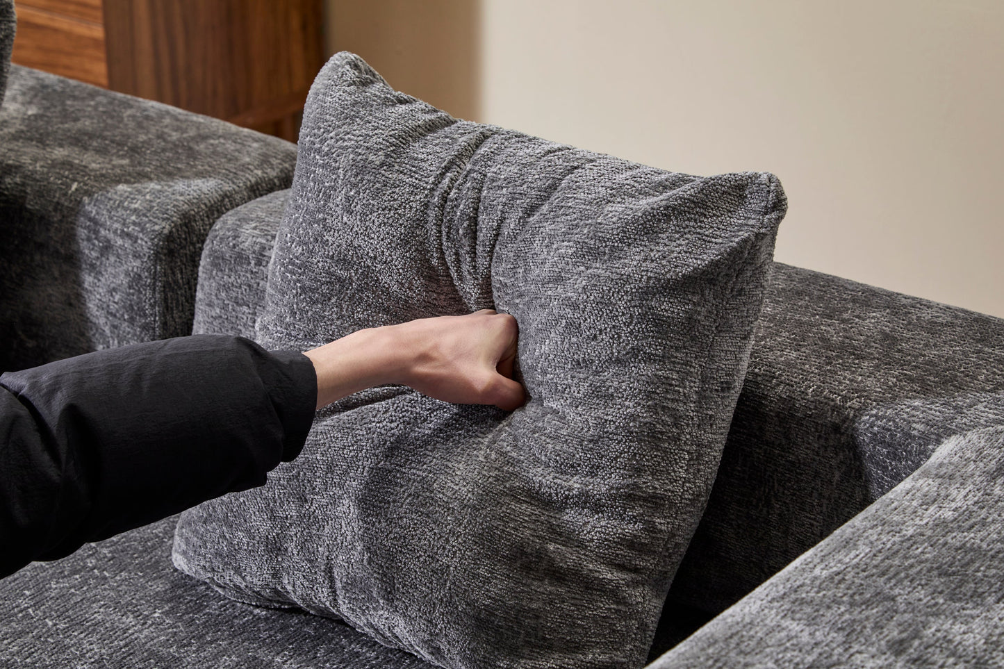 NEW Floor Couch,Compression Sofa,Convertible Floor Sofa Bed-with Pillow Back Support Armrest,Comfy Futon Couch Lounge Sleeper Bed,Chenile fabric,for Living Room Bedroom (DARK-GREY)