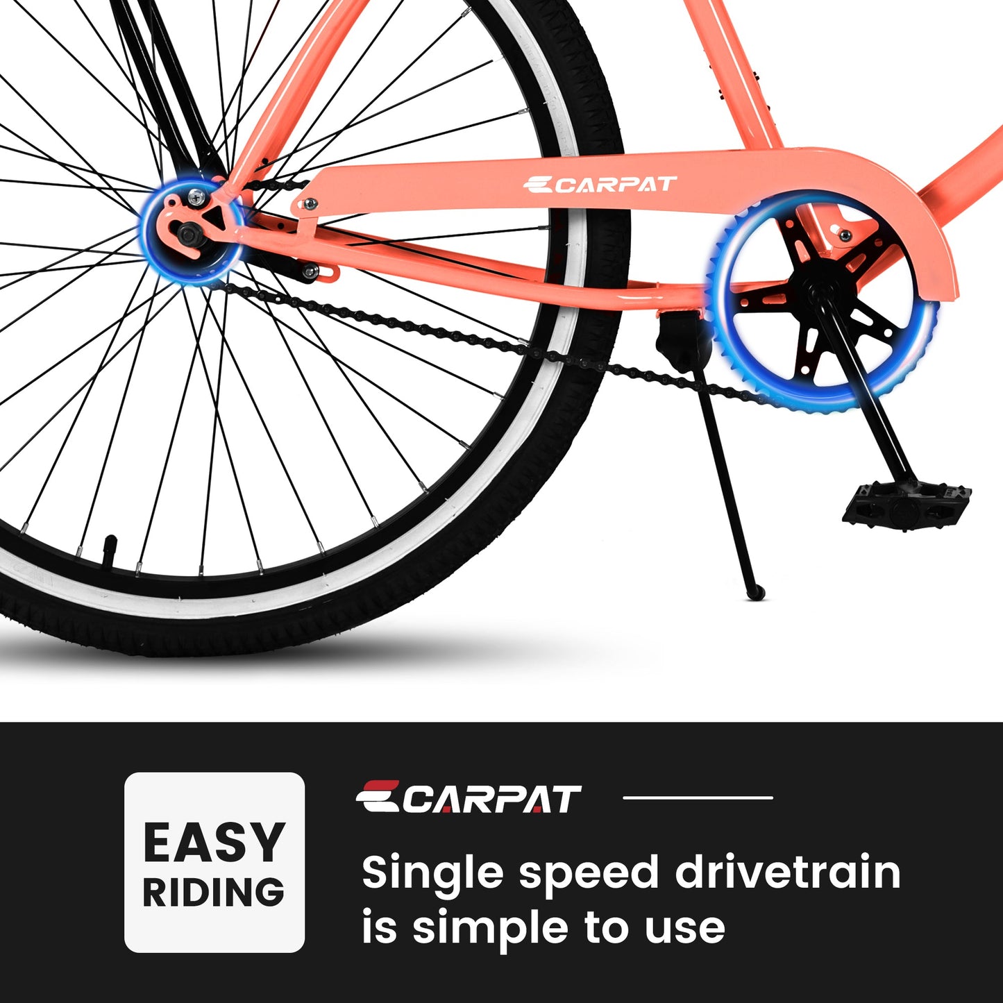 NEW S26204 26 Inch Beach Cruiser Bike for Men and Women, Steel Frame, Single Speed Drivetrain, Upright Comfortable Rides, Multiple Colors