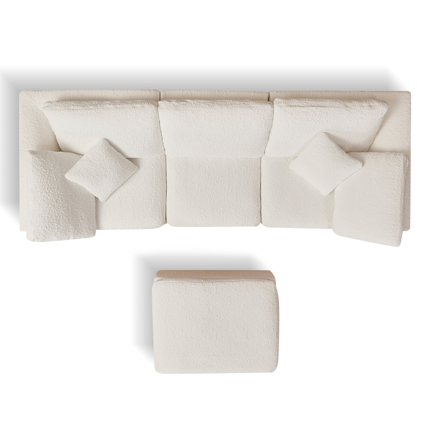 NEW Cloud Style 3 Seater Convertible Couch Warm White, Chenille Fabric L-Shape Modular