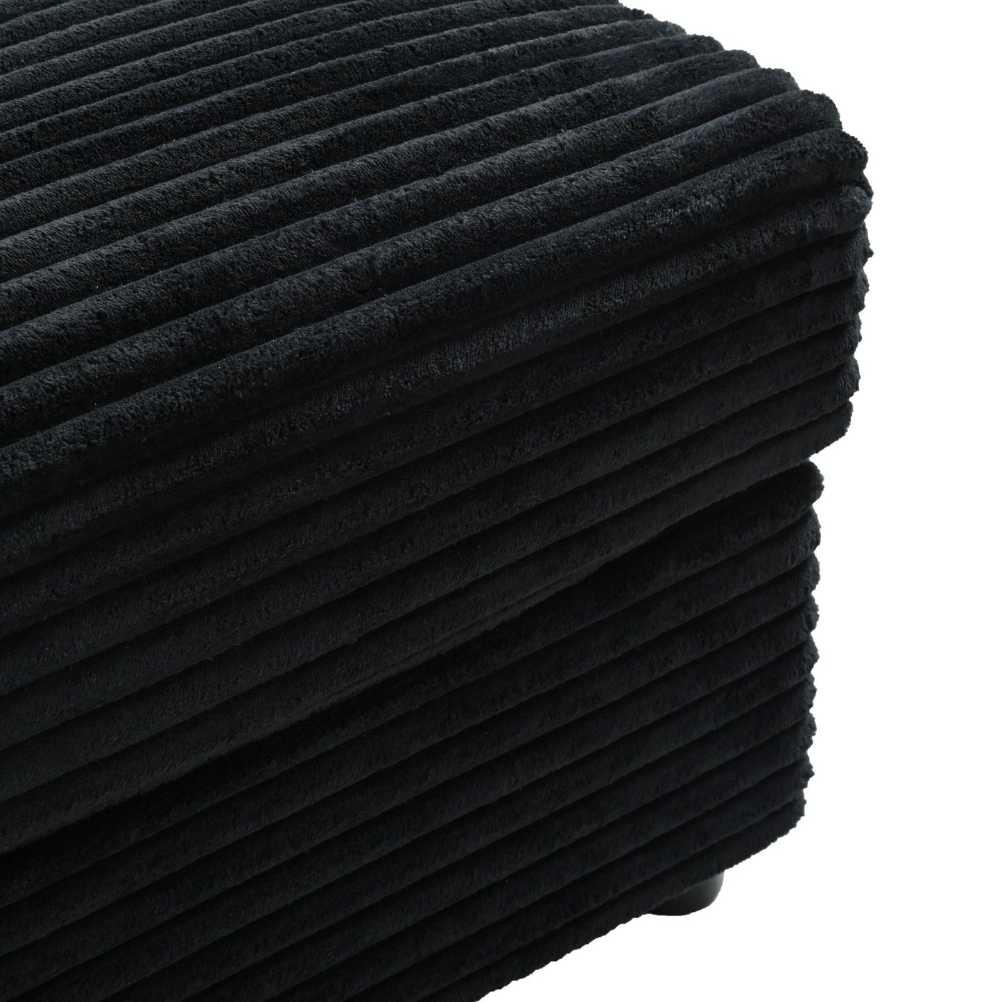 NEW Black Corduroy Oversized Loveseat Chaise Lounge Sectional Sofa Bed with USB Ports Cup Holders and Pillows