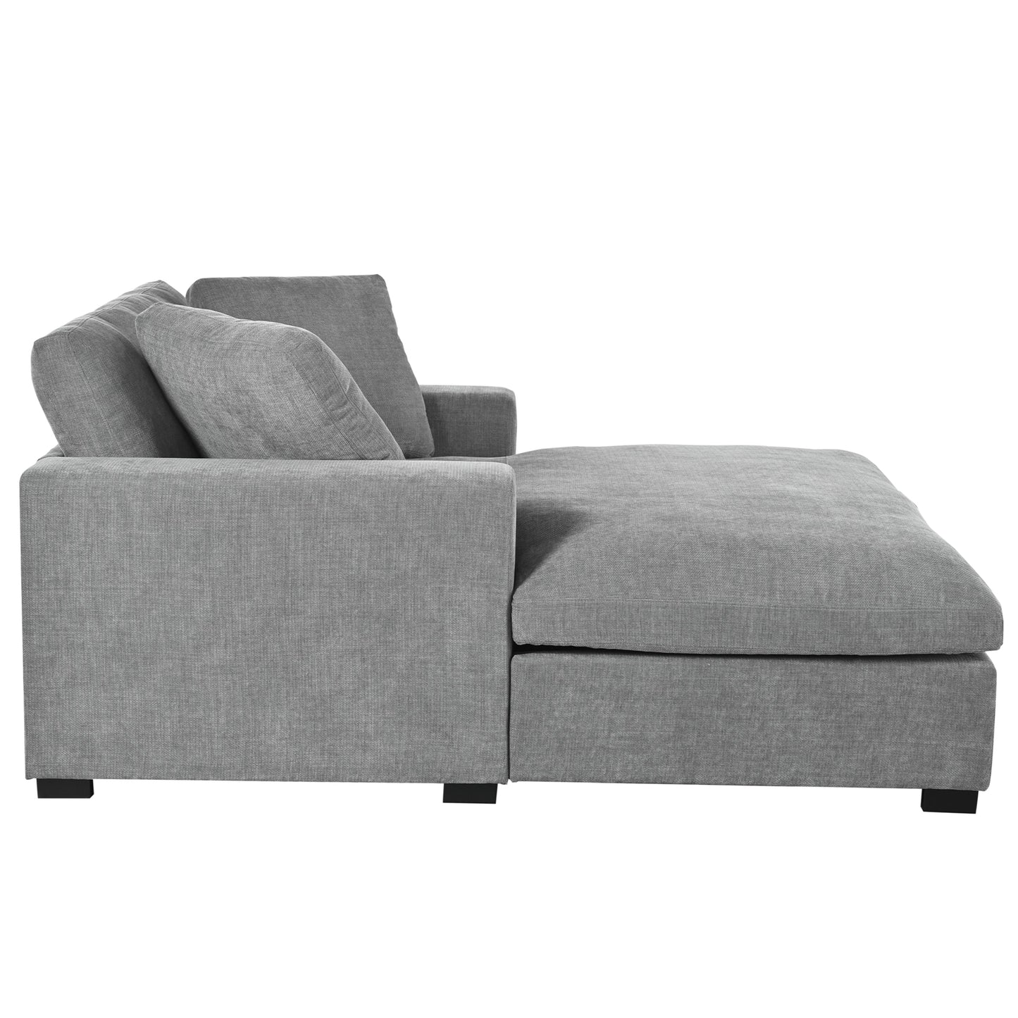 NEW Oversized Chaise Lounge Chair with Solid Wood Legs and Soft Upholstery, Gray
