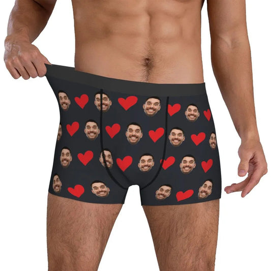 NEW Personalized Face Photo Underwear  Custom Heart Boxer Briefs Custom Men Briefs Gift For Husband - Anniversary Gift For Dad