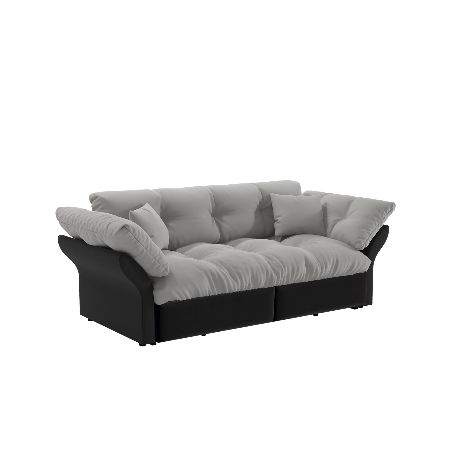 NEW Multi-Functional Loveseat 74.8' Queen Pull Out 3-in-1 Convertible Sleeper Tufted Sofa Bed with 2 Soft Pillows