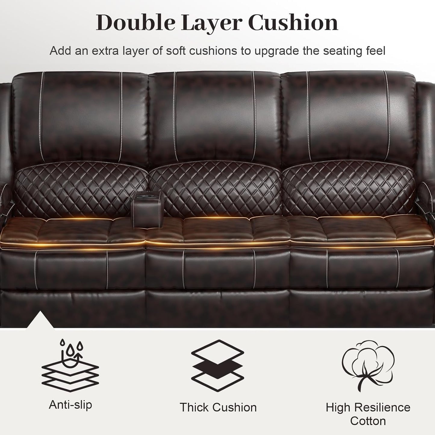 NEW 3 Seater Recliner Sofa With Hidden Storage Console